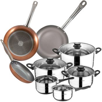 Set Cocina 8 Pzs San Ignacio: Inox. Y Sartenes Aluminio Optimum Plus (18, 22, 26cm).