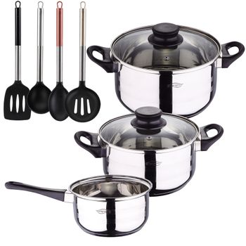 5 Baterias De Cocina San Ignacio Ac Inox Con 4 Utensilios De Cocina