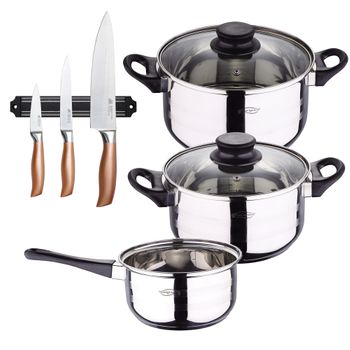 5 Bateria De Cocina San Ignacio Ac Inox Con Set 3 Cuchillos