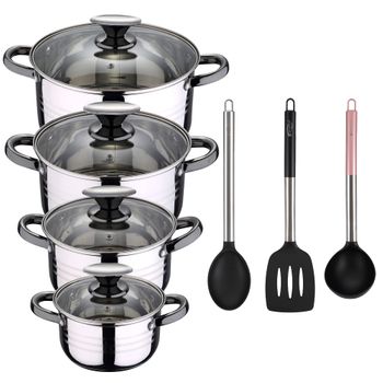 BATERIA DE COCINA SAN IGNACIO CASSEL DE ACERO INOXIDABLE CON JUEGO DE –  VicHome