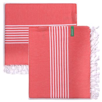 Set 2 Toallas Benetton Hamman 80x165cm 170gsm 100%algodon Rojo Casa Benetton