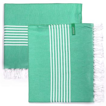 Set 2 Toallas Benetton Hamman 80x165cm 170gsm 100%algodon Verde Casa Benetton