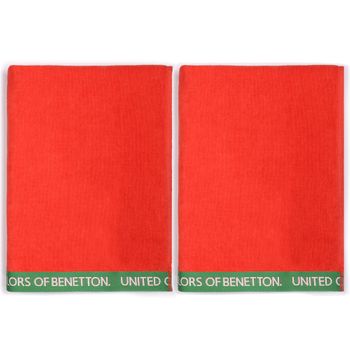 Set 2 Toalla De Playa 90x160cm 380gsm Velour 100%algodon Rojo Casa Benetton