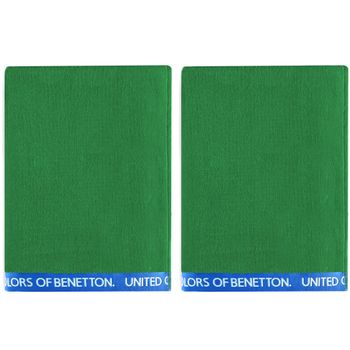 Set 2 Toalla De Playa 90x160cm 380gsm Velour 100%algodon Verde Casa Benetton