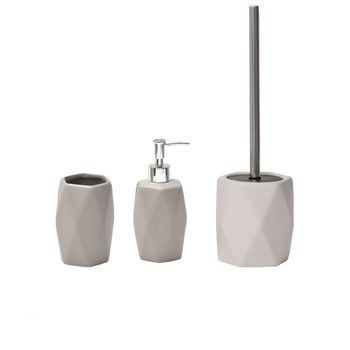 Set De 3 Piezas De Accesorios De Baño De Gres Wellhome Diamante Topo