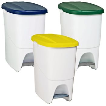 Pack 3 Cubos De Reciclaje De Plástico Denox Pedalbin Ecológico 25l C/u