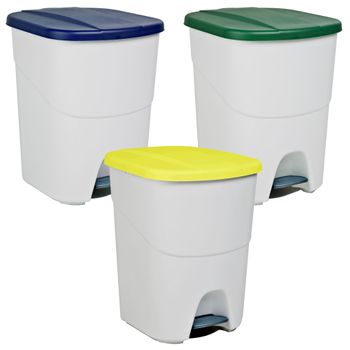 3 Cubos De Reciclaje Plástico Denox Pedalvin 40l C/u