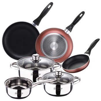 Batería Cocina Set 8 Piezas Vitro Inducción Acero Morado Gridinlux con  Ofertas en Carrefour