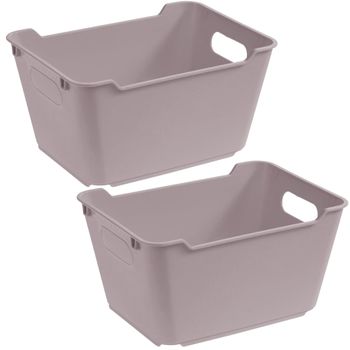 2 Cajas De Almacenamiento Plástico Keeeper Lotta 19,5x14x10 Cm Gris