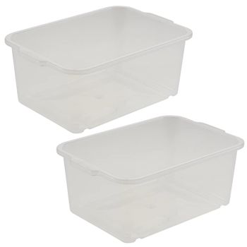 2 Cajas De Almacenamiento Plástico Keeeper Wilma 25 X 17 X 10 Cm Natural