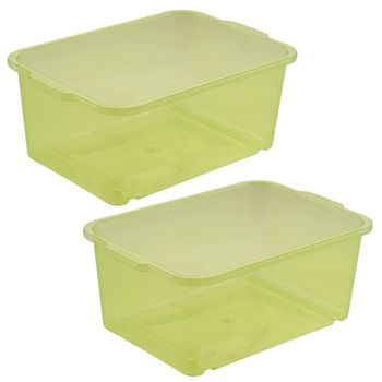 2 Cajas De Almacenamiento Plástico Keeeper Wilma 25 X 17 X 10 Cm Verde