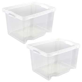 2 Caja De Almacenaje Multiusos Plástico Keeeper Franz 35x27x21 Cm Natural