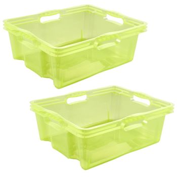 2 Caja De Almacenaje Multiusos Plástico Keeeper Franz 43x35x15 Cm Verde