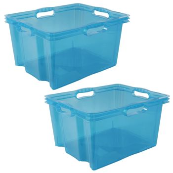 2 Caja De Almacenaje Multiusos Plástico Keeeper Franz 43x35x23 Cm Azul