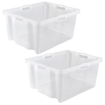 2 Caja De Almacenaje Multiusos Plástico Keeeper Franz 52x43x26 Cm Natural