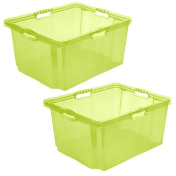 2 Caja De Almacenaje Multiusos Plástico Keeeper Franz 52x43x26 Cm Verde