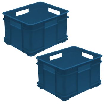 2x Caja De Almacenaje Eurobox Xl, Plástico Eco (pp), 43 X 35 X 24 cm, 28 L, Azul