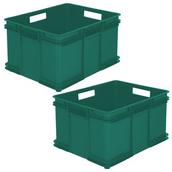2x Caja De Almacenaje Eurobox Xxl, Plástico Eco (pp), 52 X 43 X 28 Cm, 54 L, Verde
