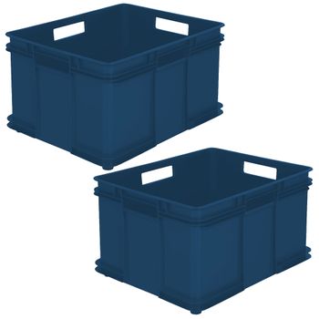 2x Caja De Almacenaje Eurobox Xxl, Plástico Eco (pp), 52 X 43 X 28 Cm, 54 L, Azul