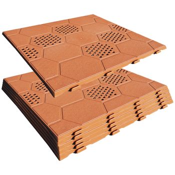 Pack 6 Baldosas Plásticas Suelo Exterior 39x39x2,5 Cm, 0,9m² Colección Easy - Terracota