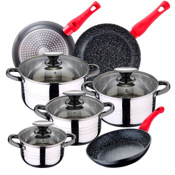 San Ignacio Toledo Batería de Cocina 8 Piezas + Bergner Set de 2 Sartenes