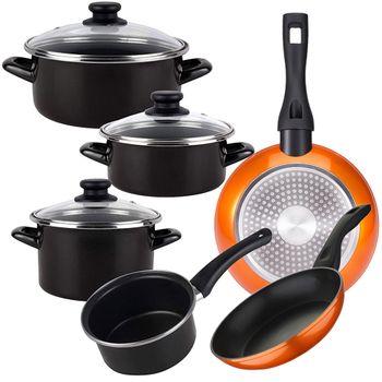 Batería Cocina Acero Magefesa Con 2 Sartenes Al. Forjado Bergner Neon