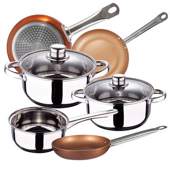 Set Cocina San Ignacio Cassel Inoxidable Y Sartenes Bergner Chef Copper Plus Aluminio.