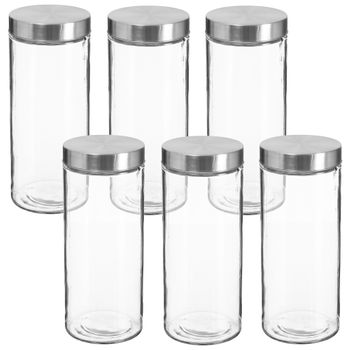 Set 4 Tarros De Vidrio Y Madera Wellhome 9,6 X 22 Cm 1,3l Transparente con  Ofertas en Carrefour