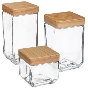 Tarros De Cocina Vidrio Wellhome 11x10.6/11x18.5/11x22.5cm Transparente