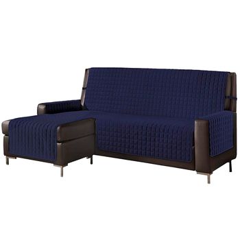 Funda De Sofá Chaise-longue 3 Plazas Elegant Reversible- Adaptable A Ambos Lados Azul