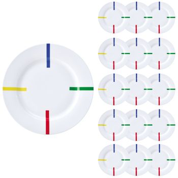 Set De 16 Platos Llanos, Decorados, En Porcelana, Casa Benetton