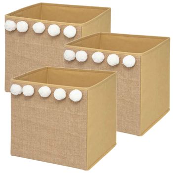 3 Cajas De Almacenamiento De Polipropileno Wellhome 29 X 29 X 29 Cm