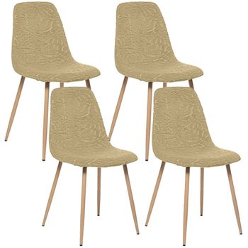 Set De 4 Sillas Tapizadas Mostaza - 45x53x85cm Wellhome