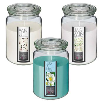 Set De 3 Velas De Cristal Perfumadas Con Aromas A Jazmín, Vainilla Y Flor De Tiaré