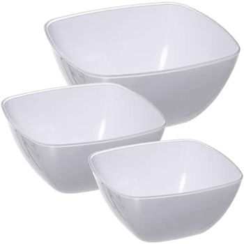 3 Ensaladera Cuadrada Poliestireno Wellhome 20,4 X 5,6 Cn Blanco