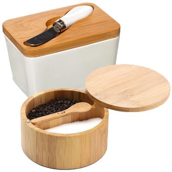 Set De Mantequera Con Tapa Y Cuchillo Y Recipiento Con Ceparador Wellhome