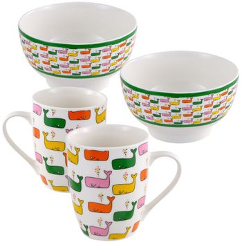 Vajilla 26 Piezas (18 Platos, 4 Boles Y 4 Tazas) De Loza Benetton Verde con  Ofertas en Carrefour