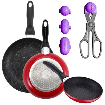 Pack De 3 Sartenes San Ignacio  Ø16cm Ø20cm Ø24cm + Utensilio Multiusos Con 4 Moldes Intercambiables