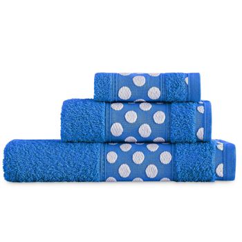 Juego 3 Toallas Baño Algodón Rizo 450 Gr/m2 50x30; 100x50; 150x100  Azul Colección Topacio