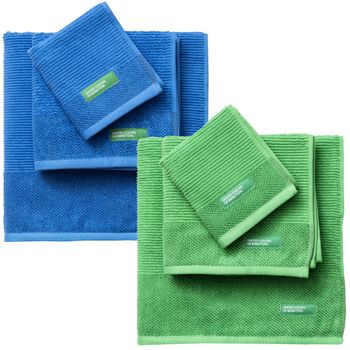 Pack De 2 Set De 3 Toallas De Baño Cada Uno En Color Azul Y Otras En Verde