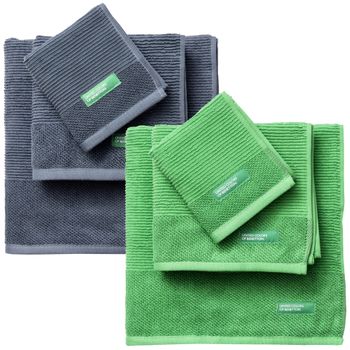 Pack De 2 Set De 3 Toallas De Baño Cada Uno En Color Verde Y Otras En Gris Oscuro