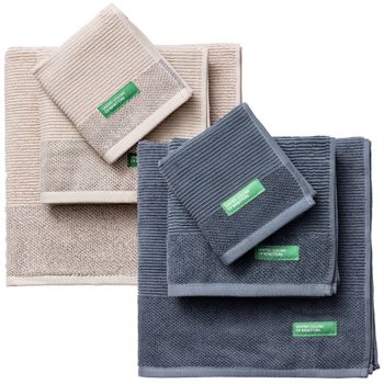 Pack De 2 Set De 3 Toallas De Baño Cada Uno En Color Beige Y Gris Oscuro