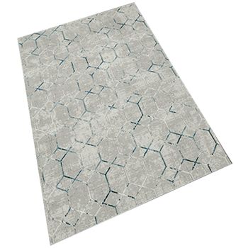 Alfombra De Poliester Estampada 60 X 100cm Modelo Hexagon Multicolor