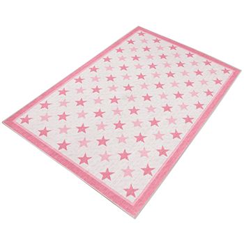 Alfombra De Poliester Estampada 80 X 120cm Modelo Pinkredstars Multicolor