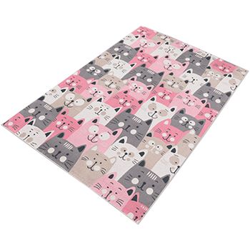 Alfombra De Poliester Estampada 100 X 150cm Modelo Catinvasion Multicolor