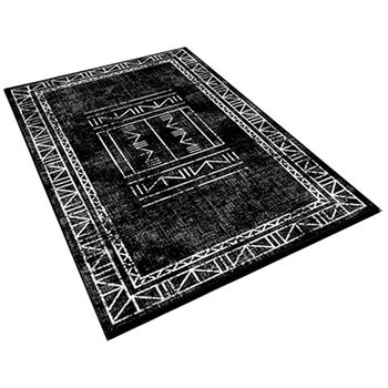 Alfombra De Poliester Estampada 100 X 150cm Modelo Nine Negro