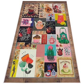 Alfombra De Poliester Estampada 100 X 200cm Modelo Noticeboard Multicolor