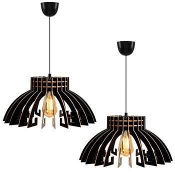 Set 2 Lámparas Techo Negro, Cúpula 55 Cm, E27 45-60w, Colección Covadonga.