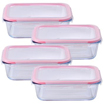 4x Hermético Rectangular 1l En Borosilicato De Benetton