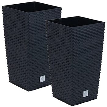 2 Unidades De Maceta Rato De 26,6l Con Inserto 26,5x26,5x50 Cm En Antracita